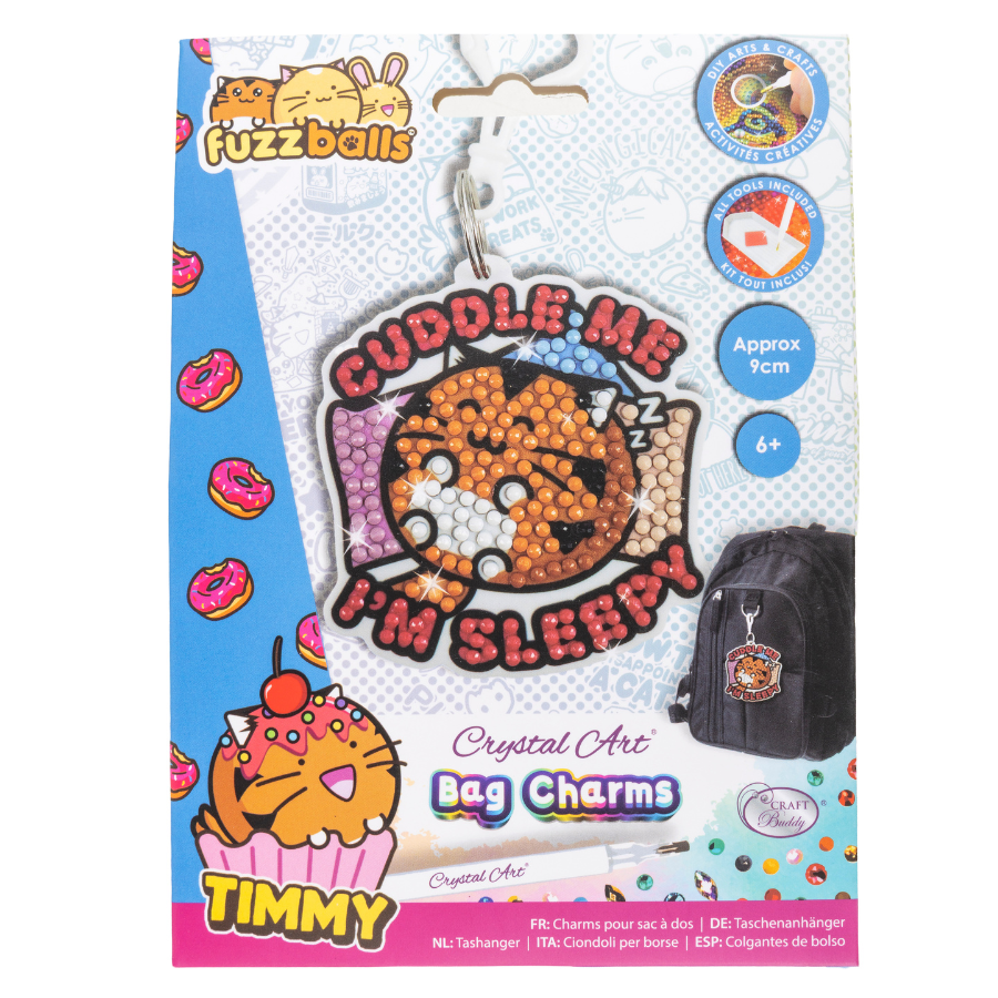 Cuddle Me I'm Sleepy Crystal Art Bag Charm Kit Fuzzballs
