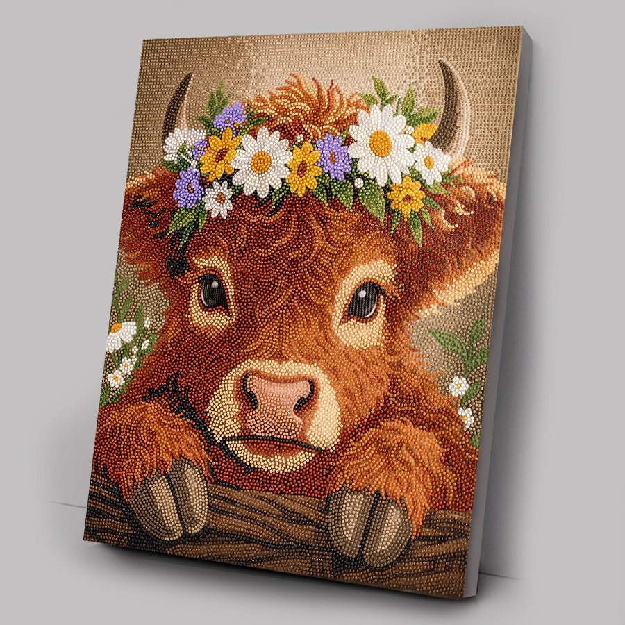 Cute Calf Crystal Art Canvas Kit 40x50cm