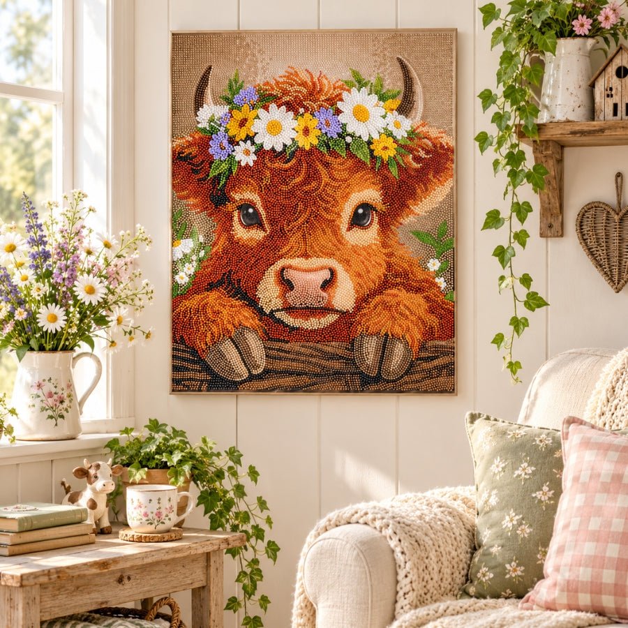 Cute Calf Crystal Art Canvas Kit 40x50cm