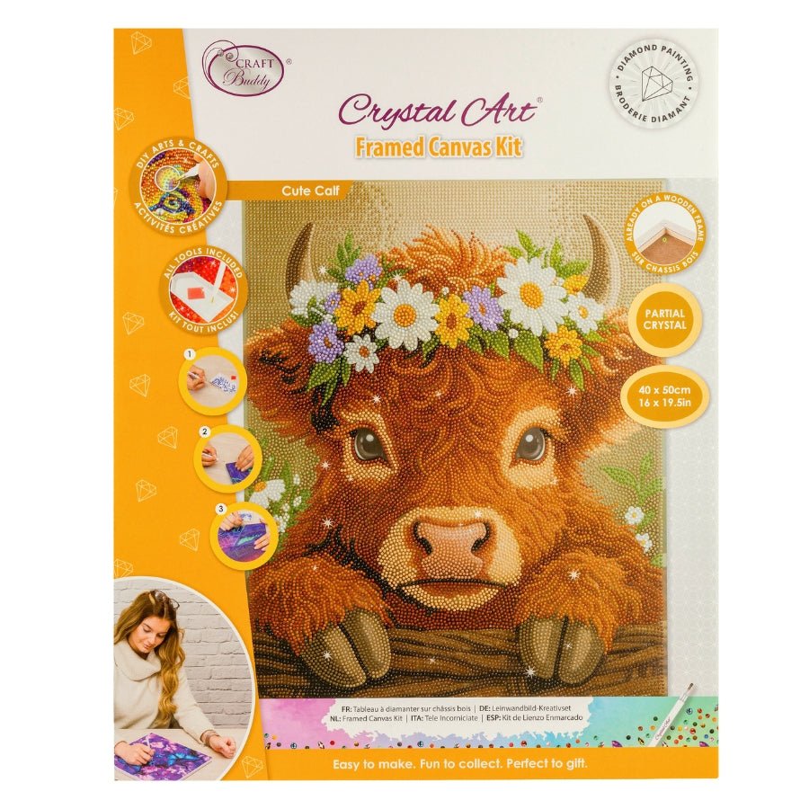 Cute Calf Crystal Art Canvas Kit 40x50cm