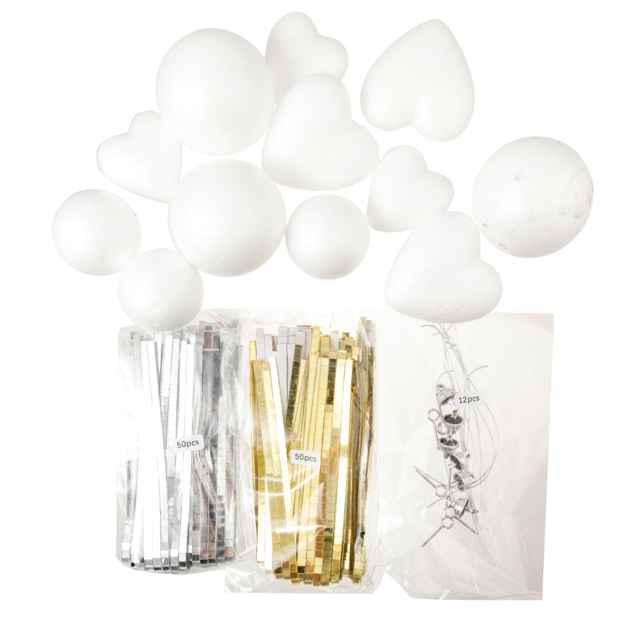 Disco Ball Kit Hanging Decoration Gold & Silver Set of 12