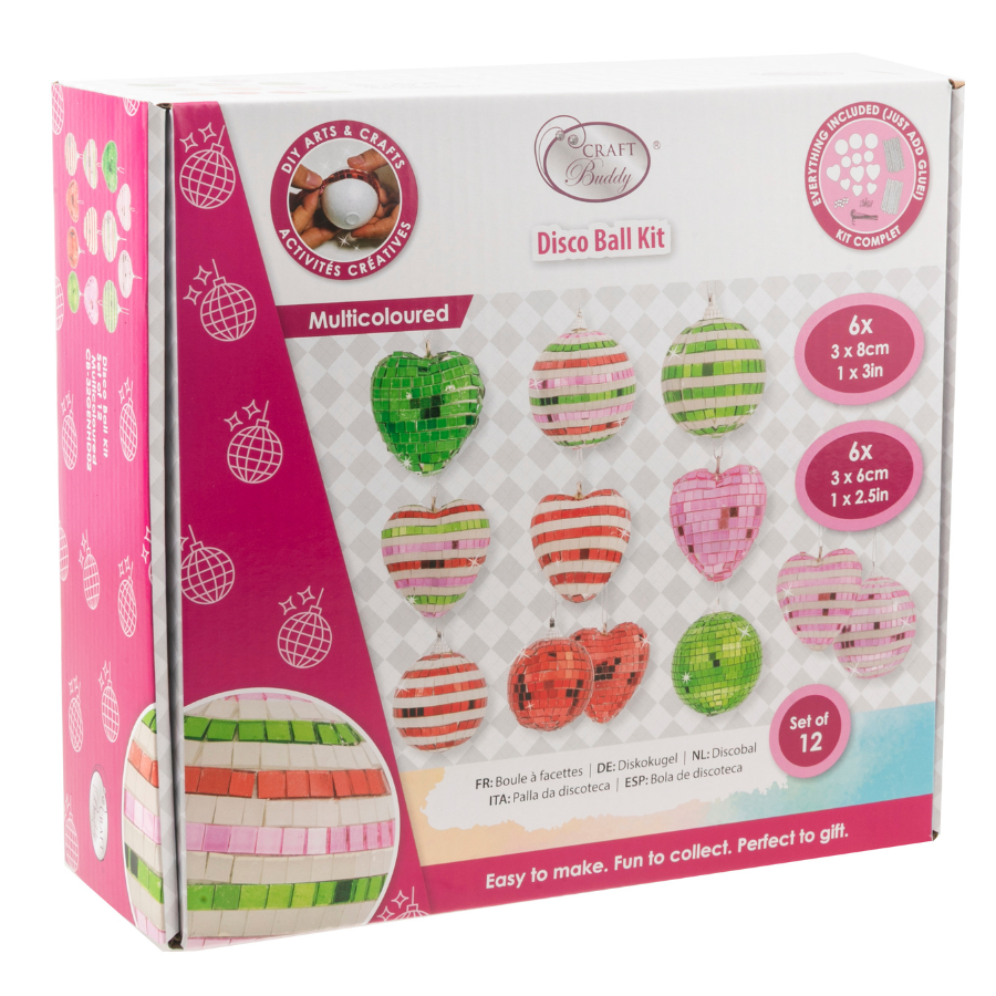 Disco Ball Kit Hanging Decoration Multicoloured Set of 12