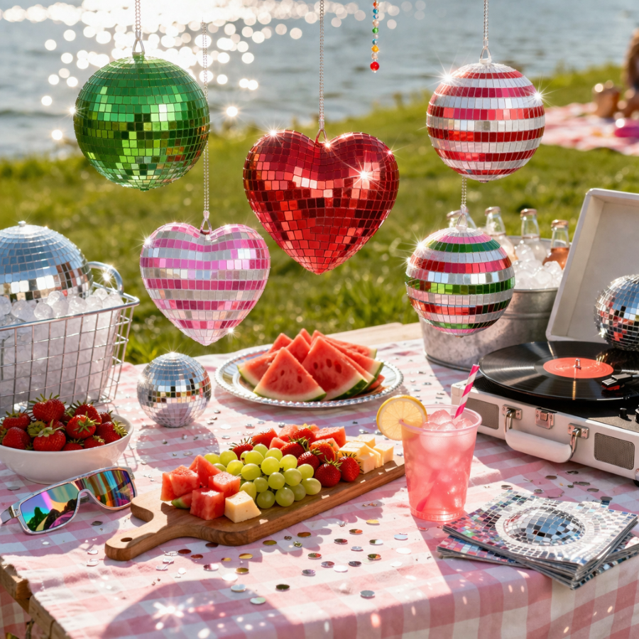 Disco Ball Kit Hanging Decoration Multicoloured Set of 12