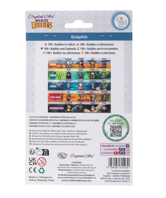 Dolphin Crystal Art Wildlife Buddies pack back