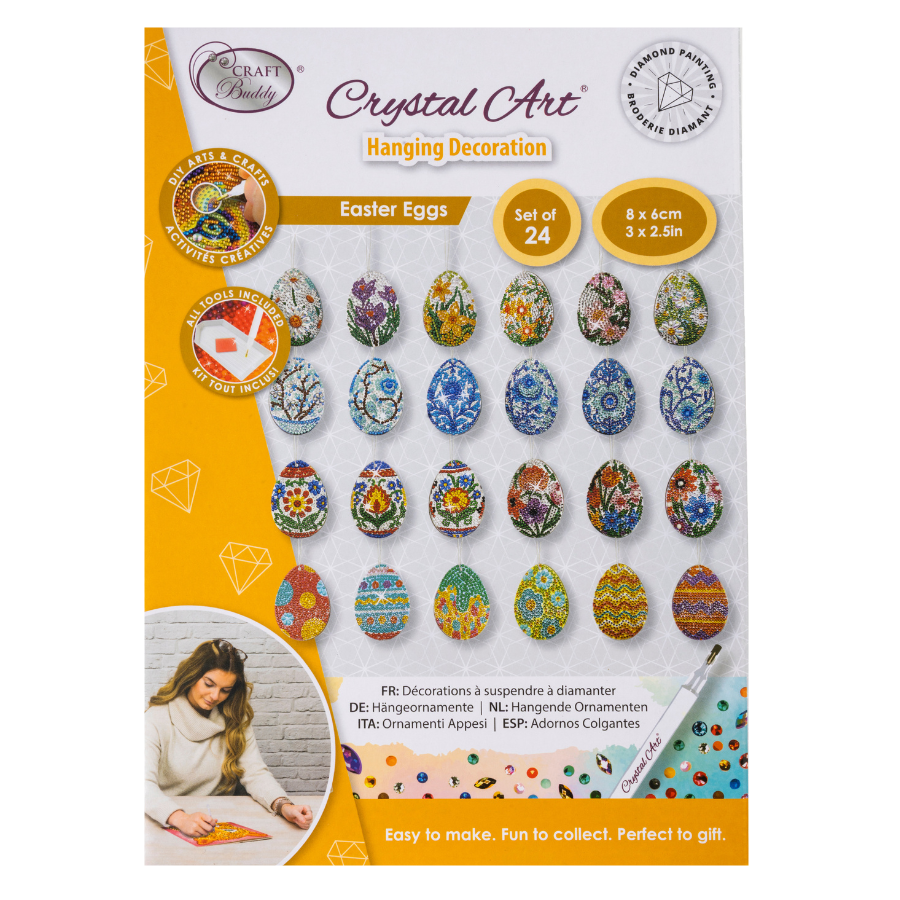 Easter Eggs Crystal Art Hanging Decoration Set of 24