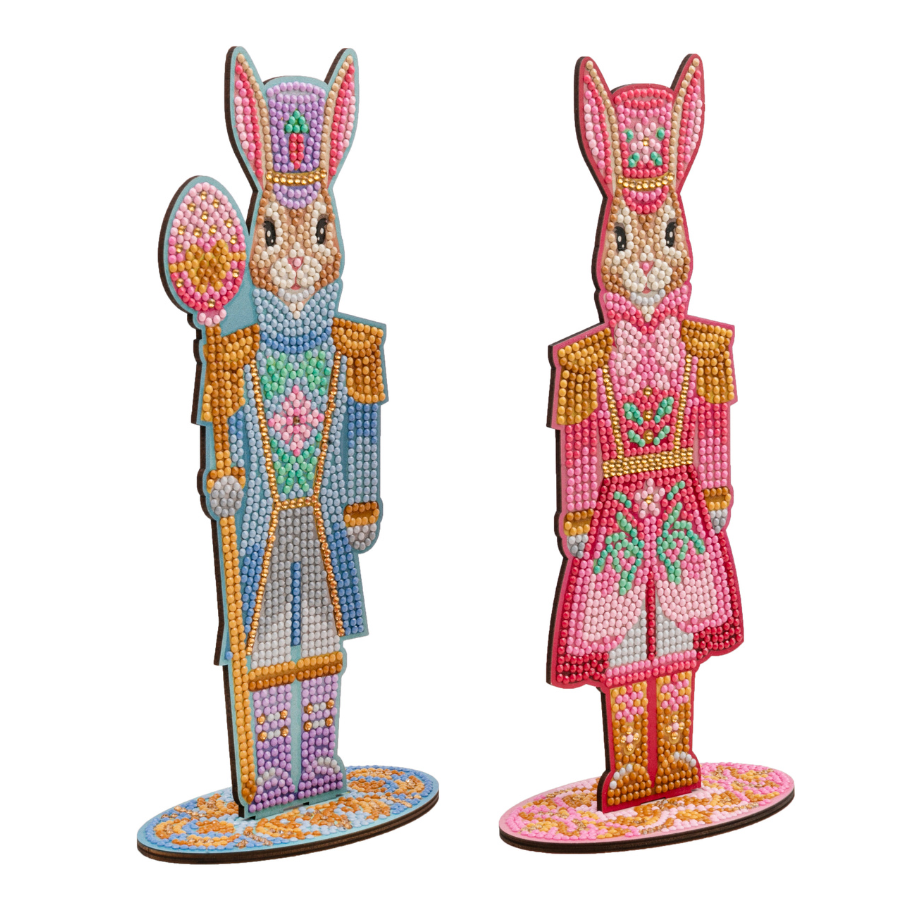 Easter Rabbit Nutcrackers Crystal Art Wooden Decorations 5