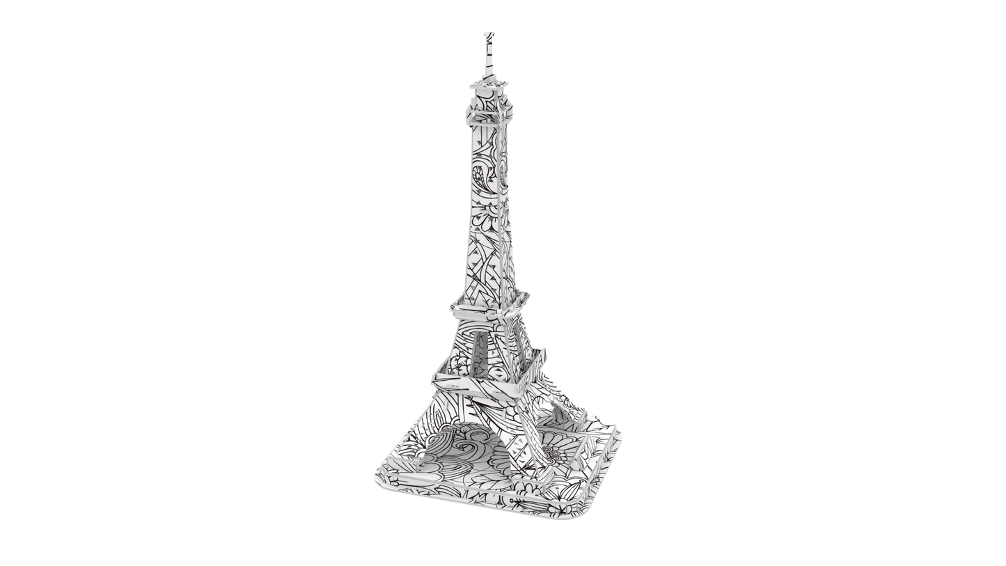 "Eiffel Tower" 3D Colour Me Puzzle Kit