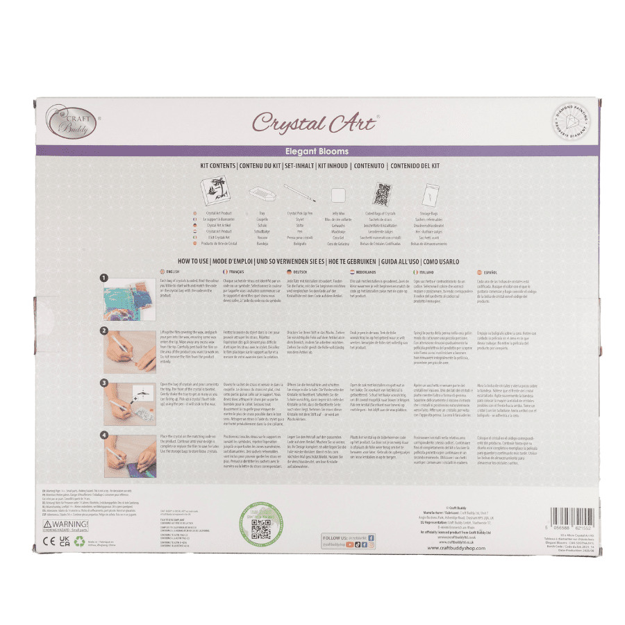 Elegant Blooms Crystal Art Framed Canvas Kit 50x40cm