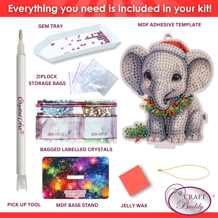 Elephant Crystal Art Festive Wildlife Buddies Kit Series 7