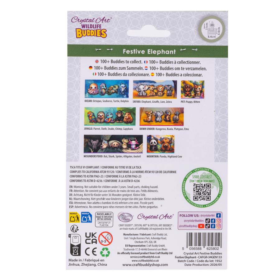 Elephant Crystal Art Festive Wildlife Buddies Kit Series 7