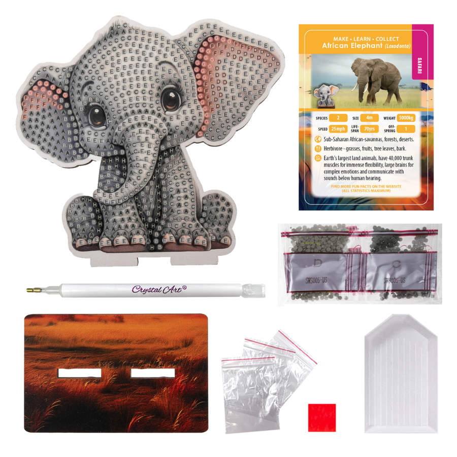 Elephant Crystal Art Wildlife Buddies contents