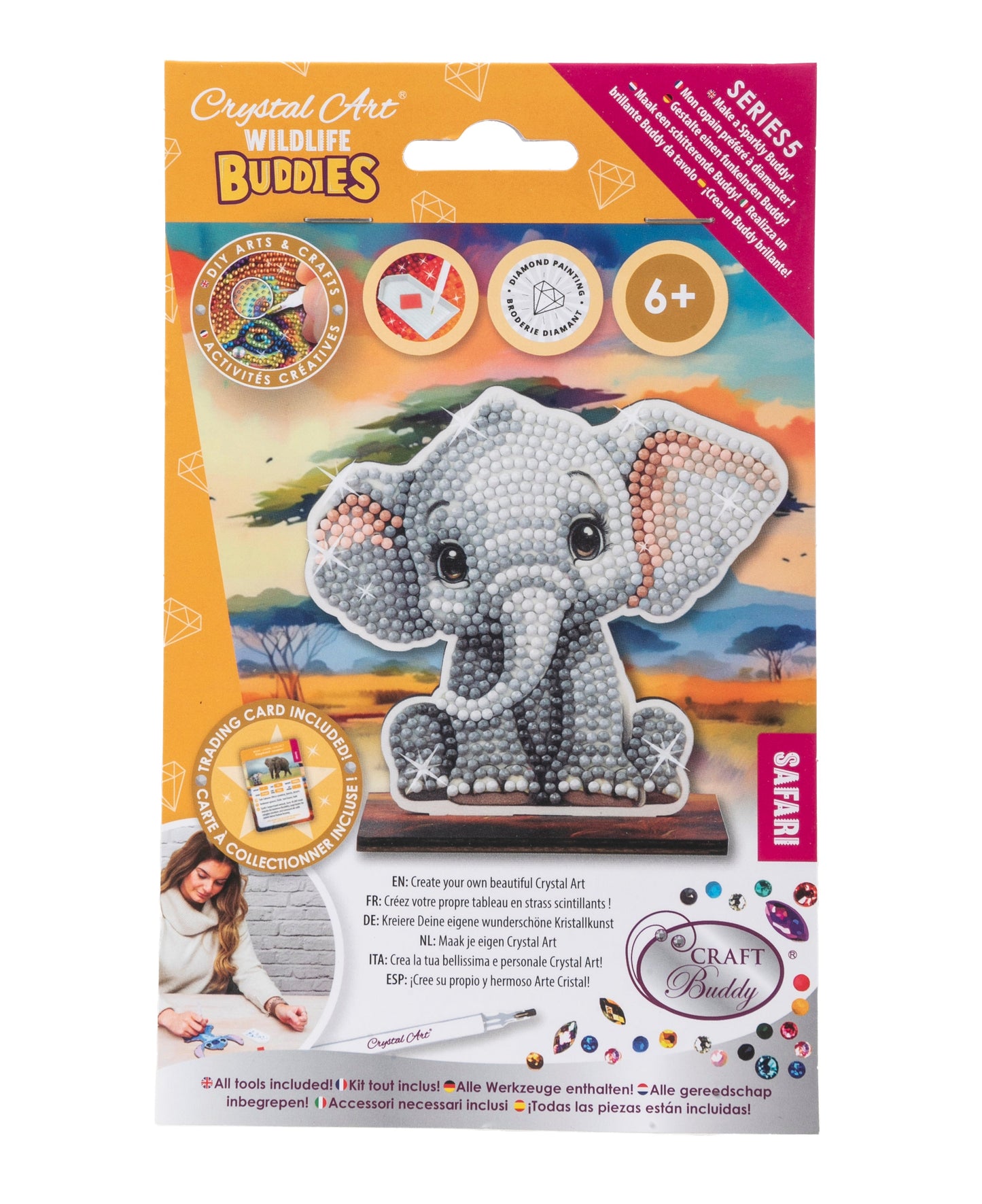 Elephant Crystal Art Wildlife Buddies pack