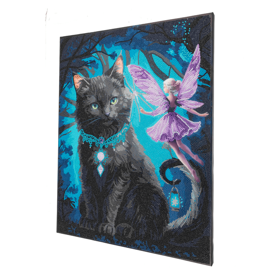 The Fairy & The Midnight Cat Crystal Art Canvas Kit 40x50cm