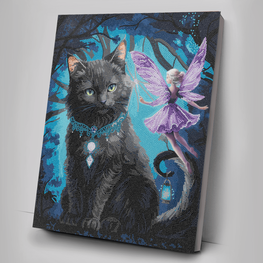 The Fairy & The Midnight Cat Crystal Art Canvas Kit 40x50cm