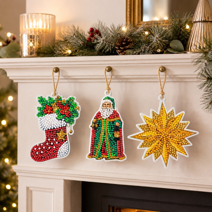 Festive Favourites Crystal Art Hanging Decoration Kit x 12