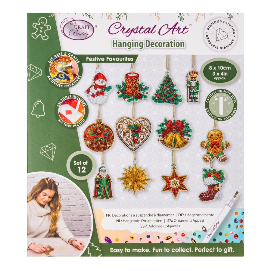 Festive Favourites Crystal Art Hanging Decoration Kit x 12