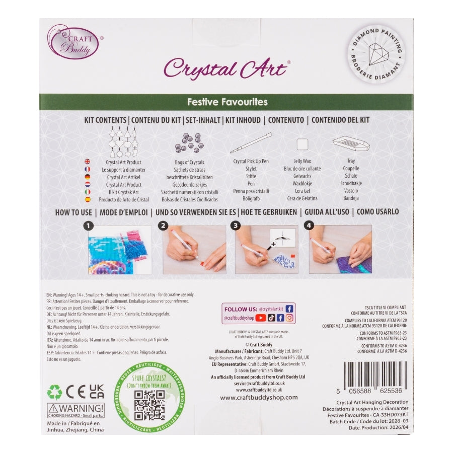 Festive Favourites Crystal Art Hanging Decoration Kit x 12