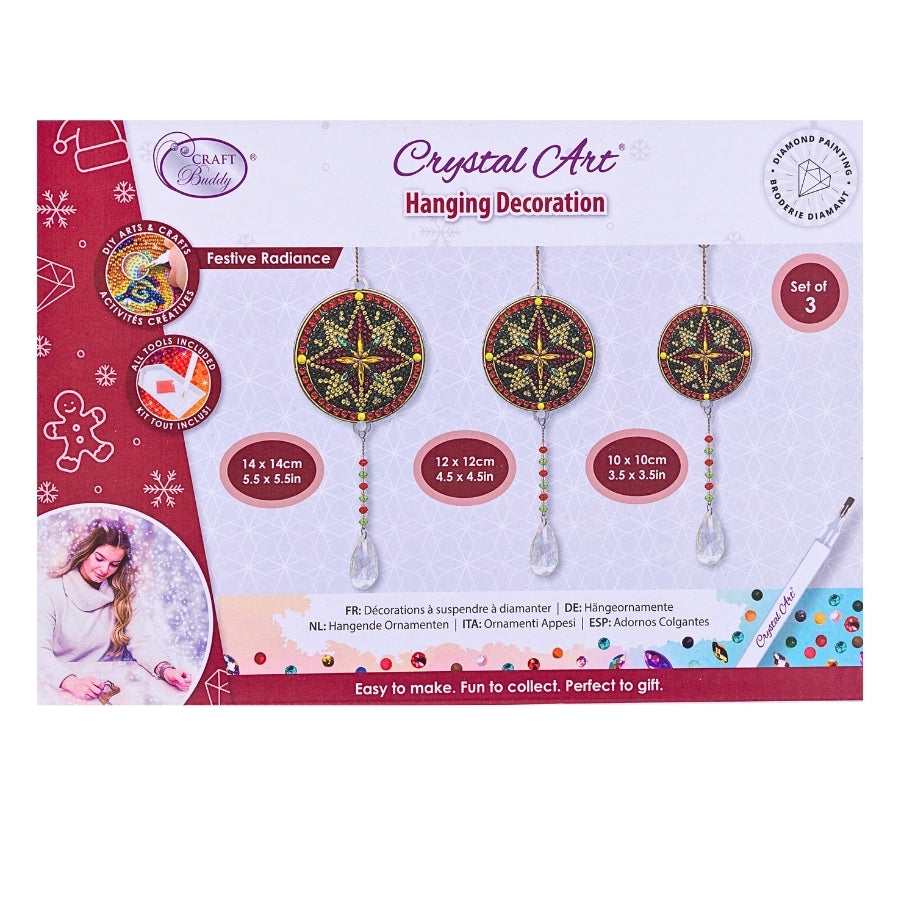 Festive Radiance Crystal Art Hanging Decoration Kit Set of 3