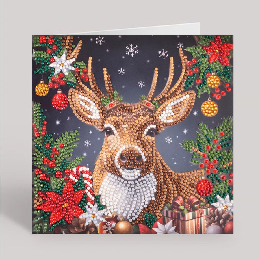 Festive Reindeer Crystal Art Card Kit 18x18cm