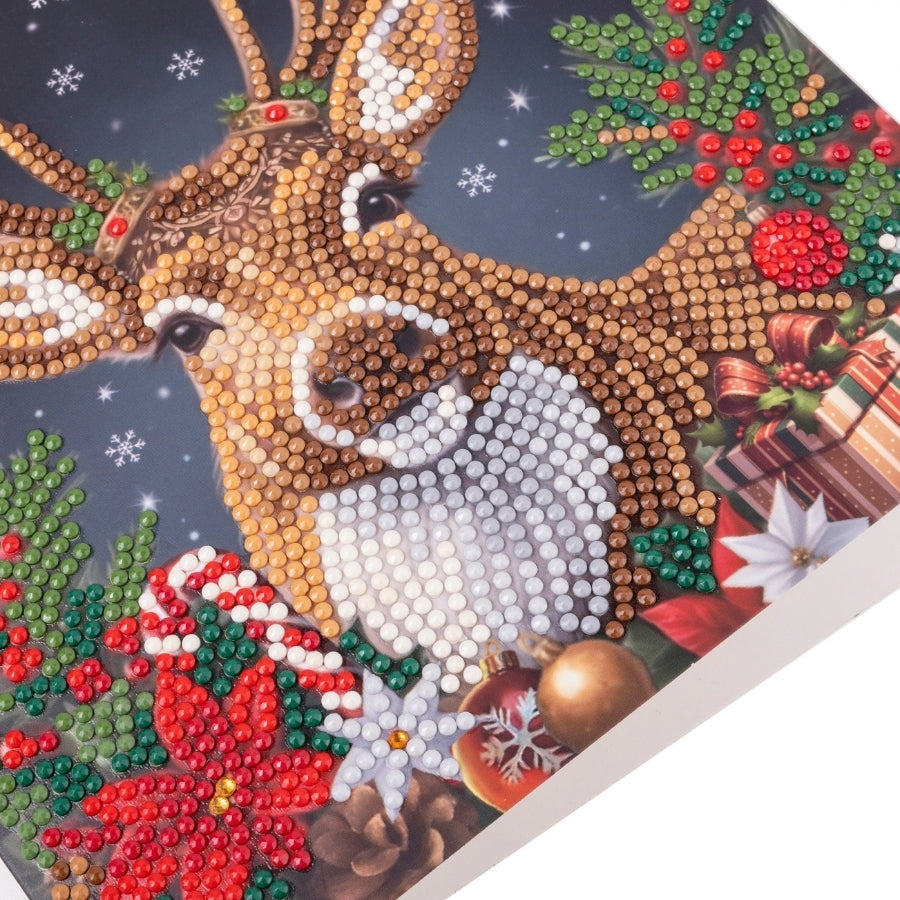 Festive Reindeer Crystal Art Card Kit 18x18cm