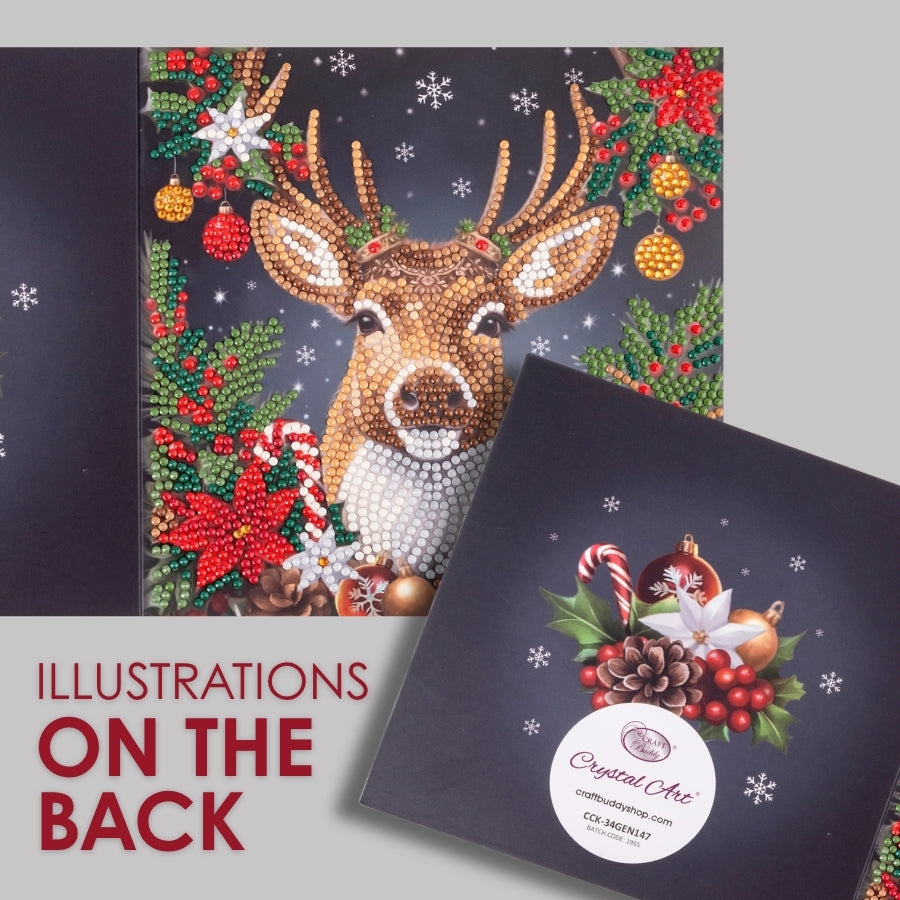 Festive Reindeer Crystal Art Card Kit 18x18cm