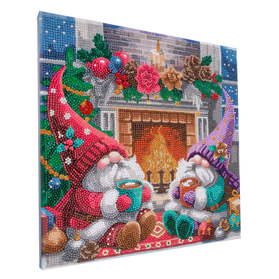 Fireside Cheer Framed Crystal Art Canvas Kit 30x30 2