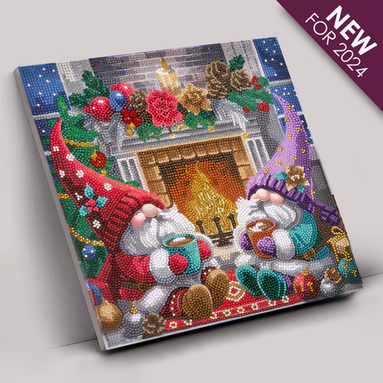 Fireside Cheer Framed Crystal Art Canvas Kit 30x30 5