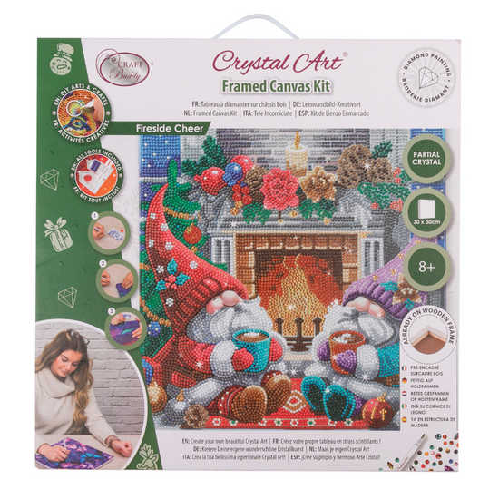 Fireside Cheer Framed Crystal Art Canvas Kit 30x30 9