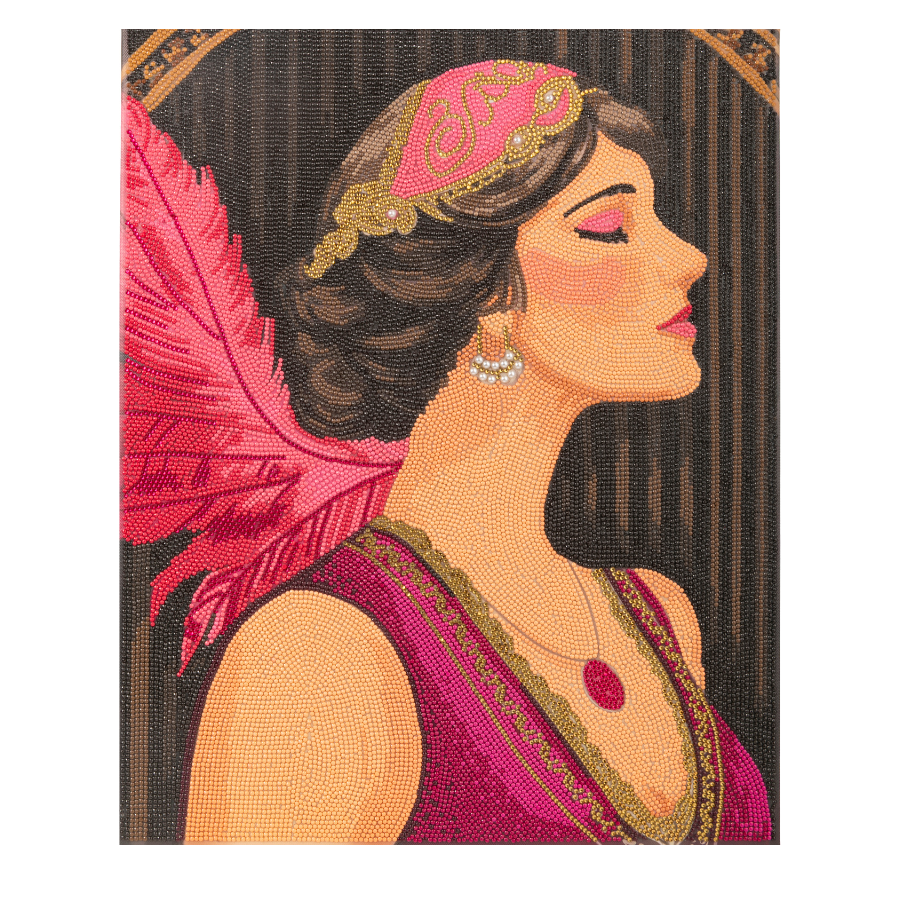 Flapper Girl Rouge Crystal Art Canvas Kit 40x50cm