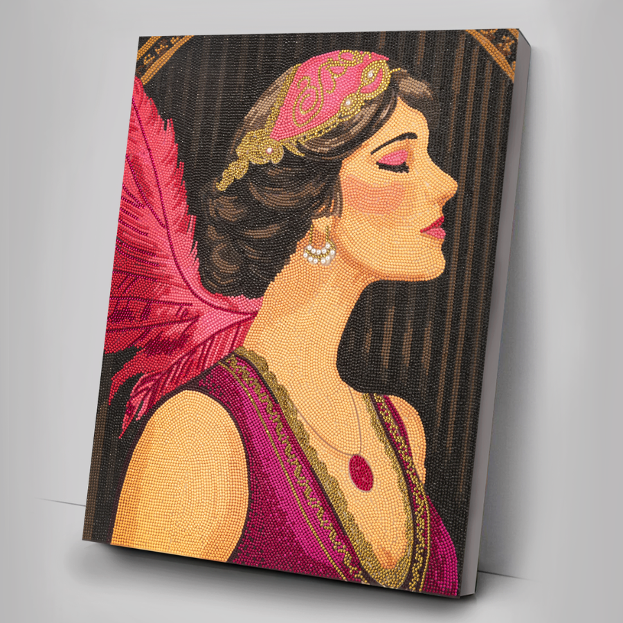 Flapper Girl Rouge Crystal Art Canvas Kit 40x50cm