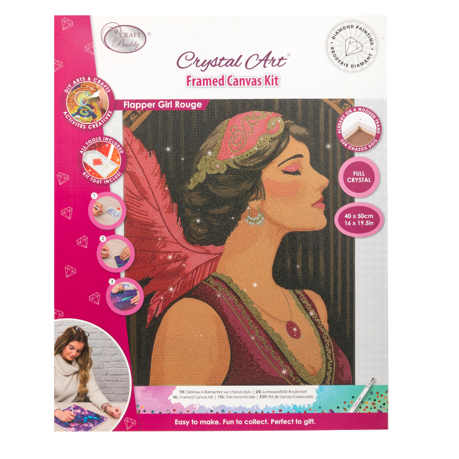Flapper Girl Rouge Crystal Art Canvas Kit 40x50cm