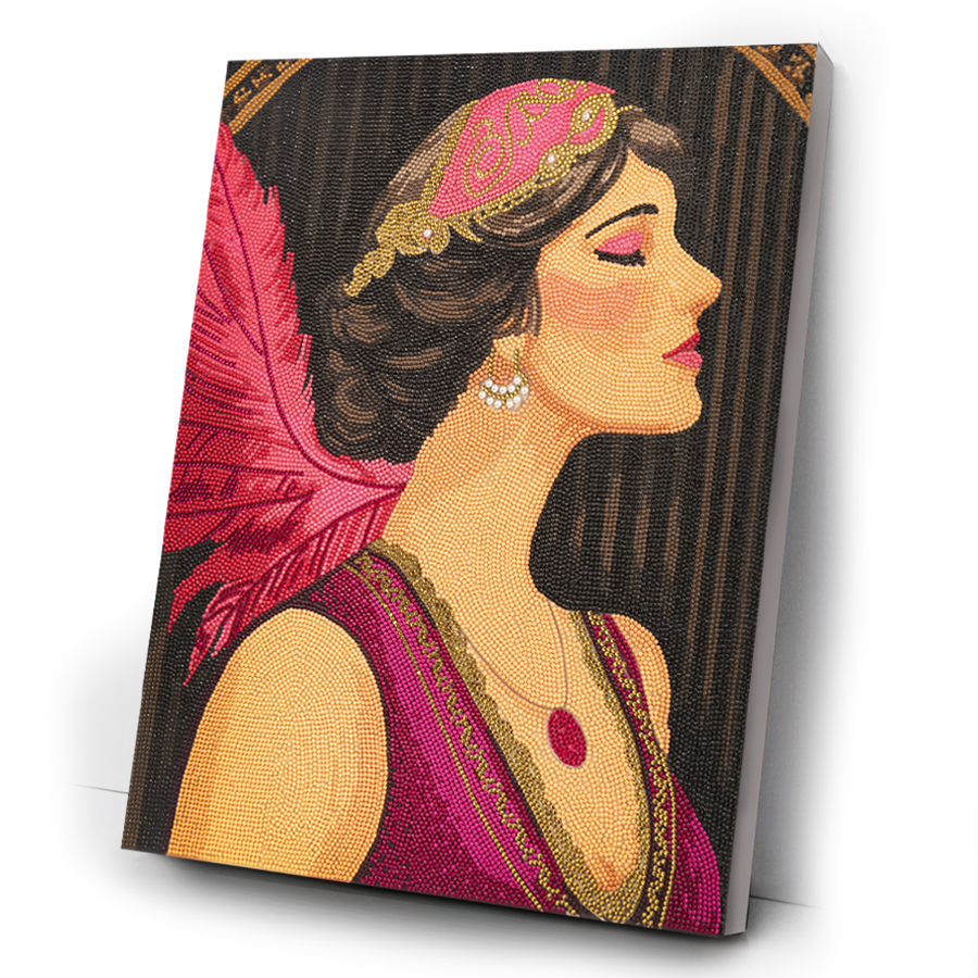 Flapper Girl Rouge Crystal Art Canvas Kit 40x50cm
