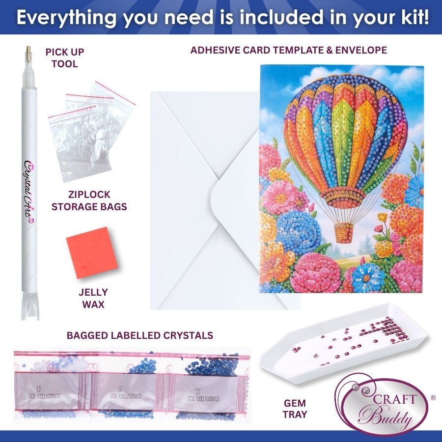 Floral Balloon Ride Crystal Art Card Kit 12x17cm