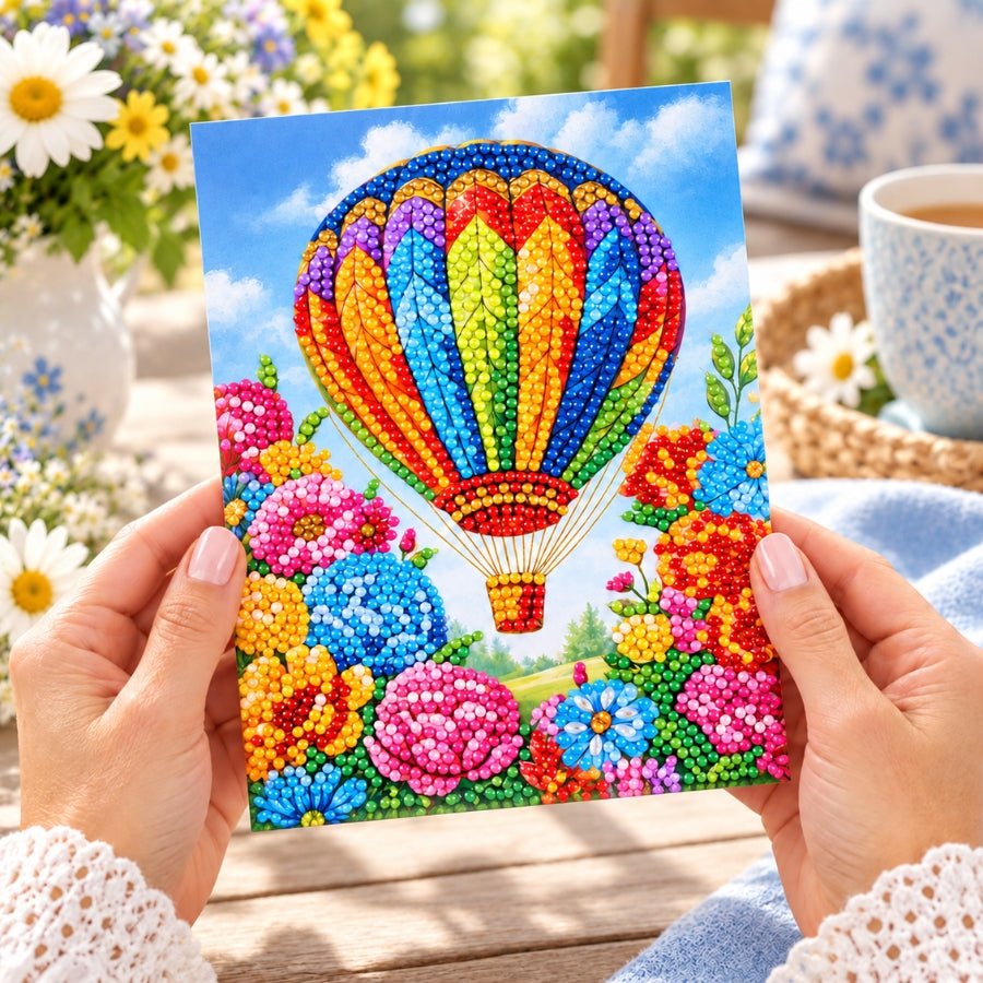 Floral Balloon Ride Crystal Art Card Kit 12x17cm
