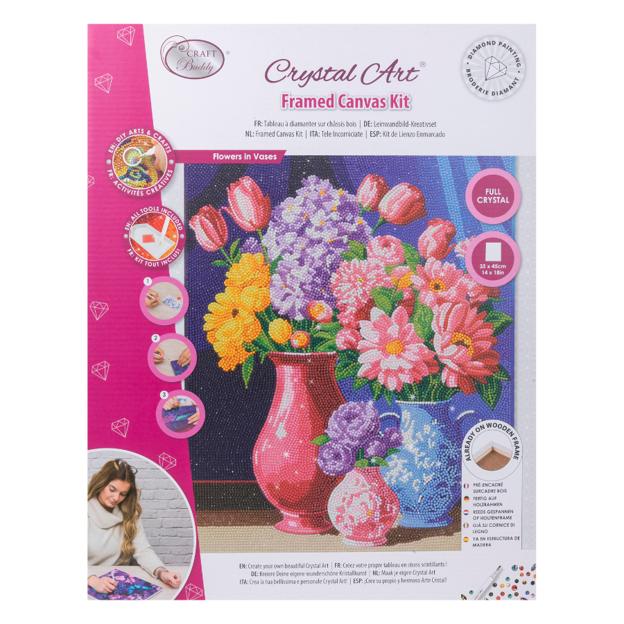 "Floral Set" Crystal Art Canvas Kit 35cmx45cm Set of 2