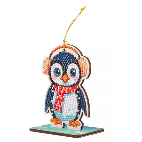 Frosty Penguin Crystal Art Hanging Buddies Decoration angle
