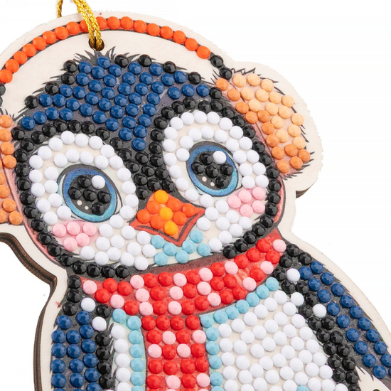 Frosty Penguin Crystal Art Hanging Buddies Decoration closeup
