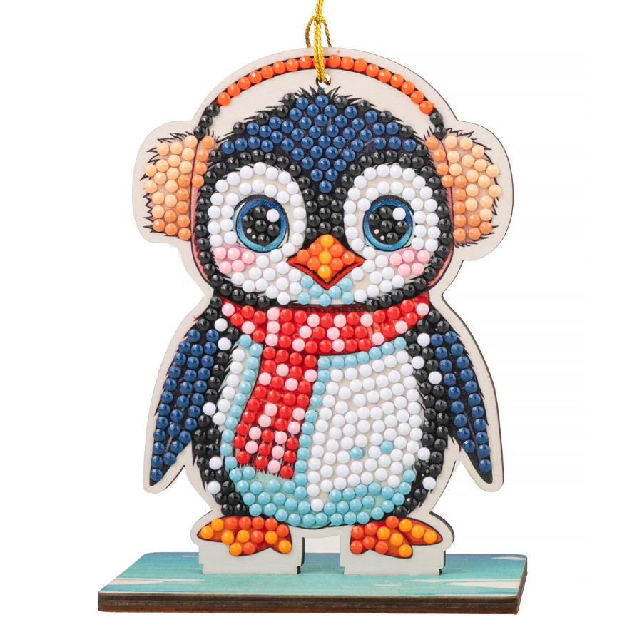 Frosty Penguin Crystal Art Hanging Buddies Decoration final
