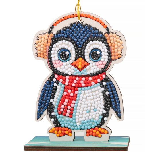 Frosty Penguin Crystal Art Hanging Buddies Decoration final