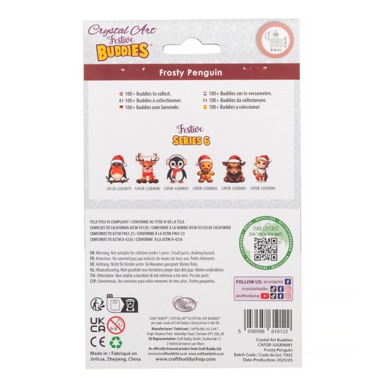 Frosty Penguin Crystal Art Hanging Buddies Decoration back