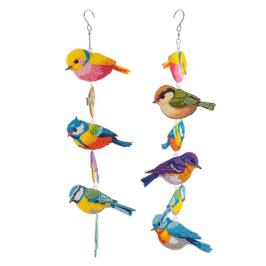 Garden Birds Crystal Art Hanging Decoration Kit Set of 2