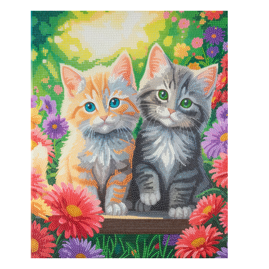 Garden Cats Crystal Art Canvas Kit 40x50cm