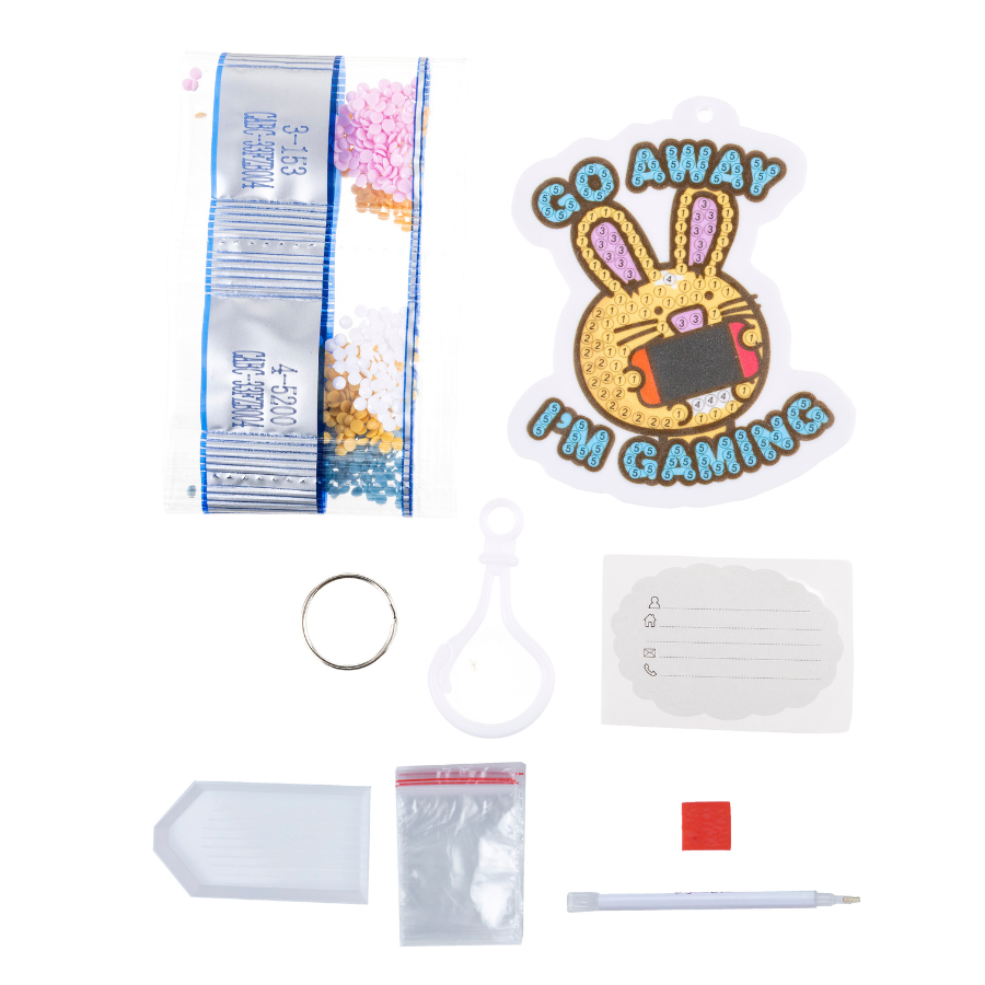 Go Away I'm Gaming Crystal Art Bag Charm Kit Fuzzballs