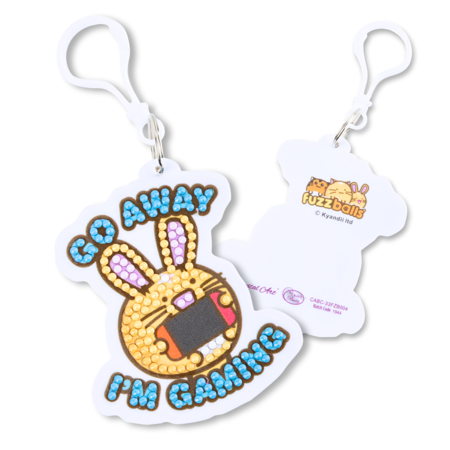 Go Away I'm Gaming Crystal Art Bag Charm Kit Fuzzballs