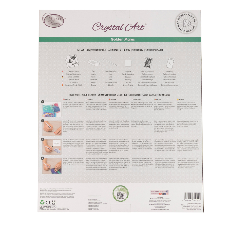 Golden Mares Crystal Art Canvas Kit 40x50cm