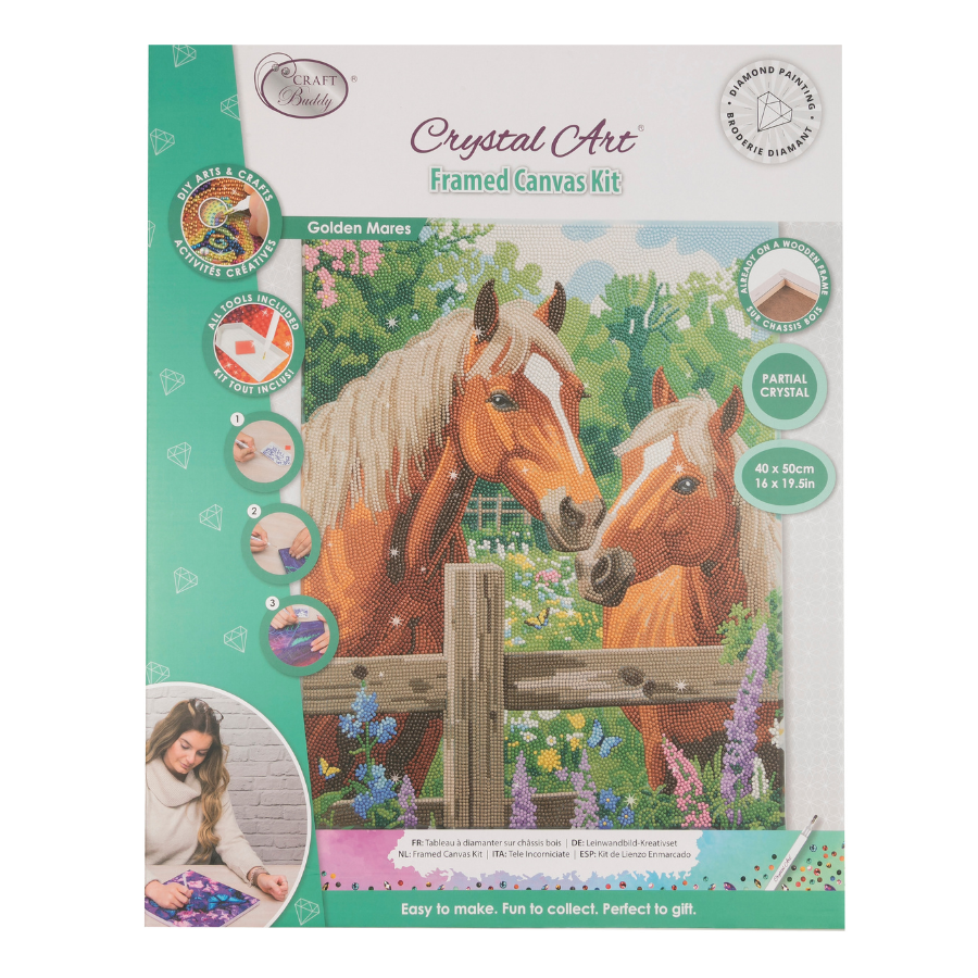 Golden Mares Crystal Art Canvas Kit 40x50cm