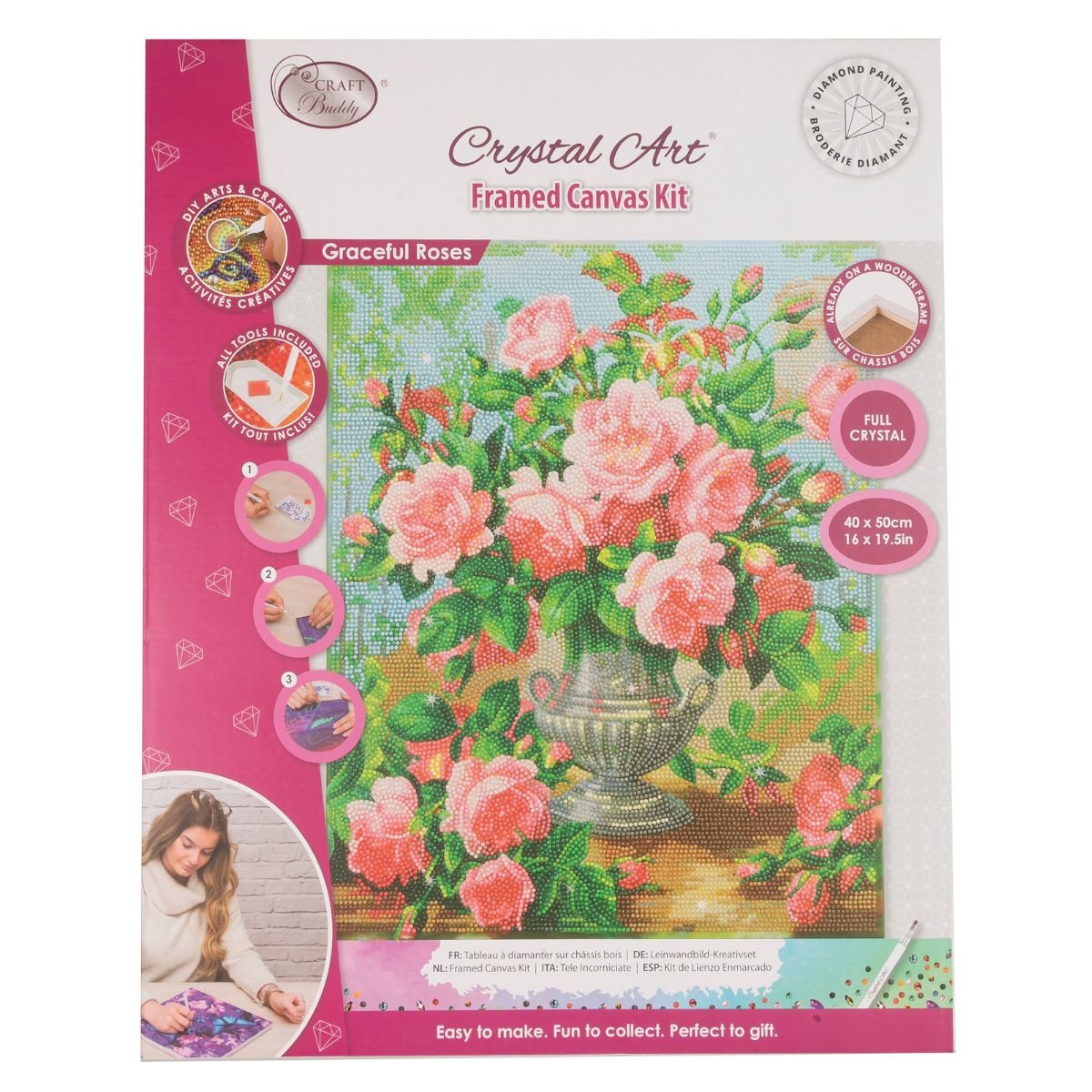 Graceful roses crystal art canvas 40x50 front packaging