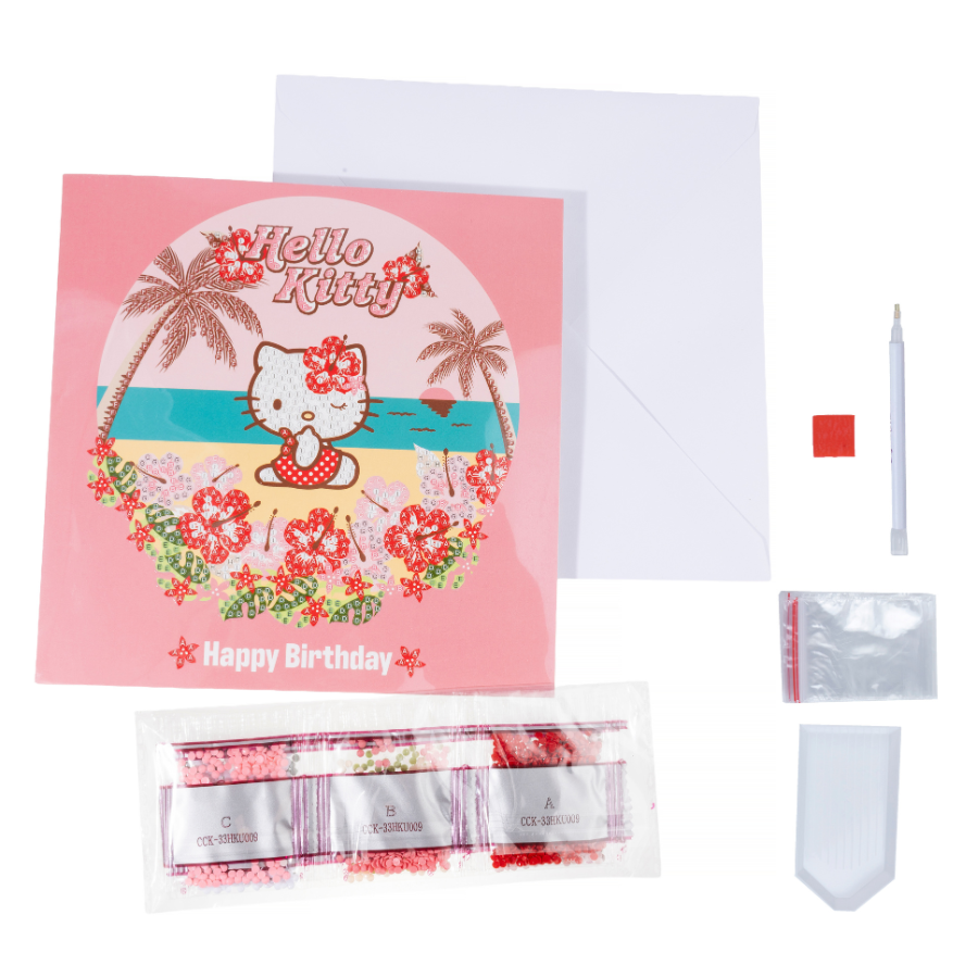 Happy Birthday Aloha Crystal Art Card 18x18cm Hello Kitty