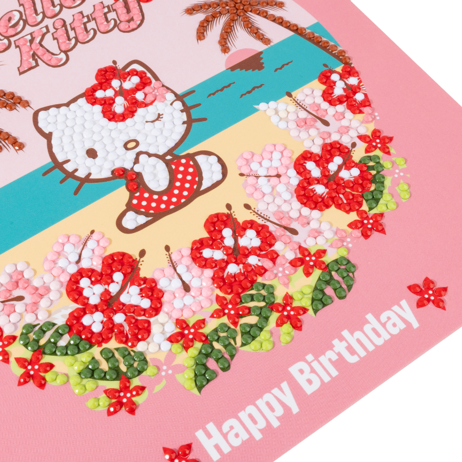 Happy Birthday Aloha Crystal Art Card 18x18cm Hello Kitty
