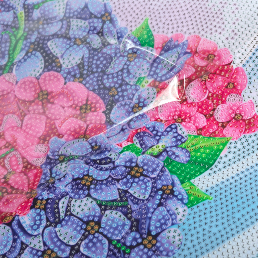 "Happy Hydrangeas" Crystal Art Scroll Kit Before